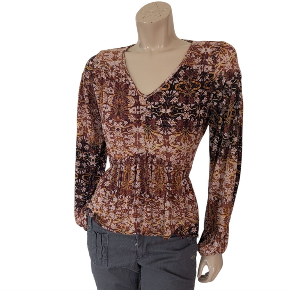 Jessica Simpson Brown Peplum Fitted Blouse